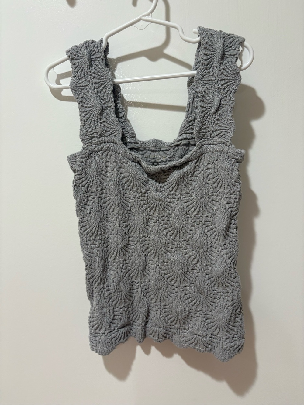 Free People Gray Textured Scoop Tank